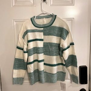 Boutique Green Stripped Sweater | Size M | NEVER BEEN WORN!
